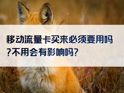 移动流量卡买来必须要用吗？不用会有影响吗？