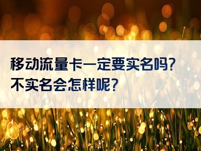 移动流量卡一定要实名吗？不实名会怎样呢？