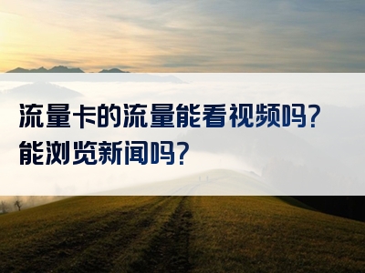 流量卡的流量能看视频吗？能浏览新闻吗？