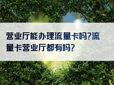 营业厅能办理流量卡吗？流量卡营业厅都有吗？