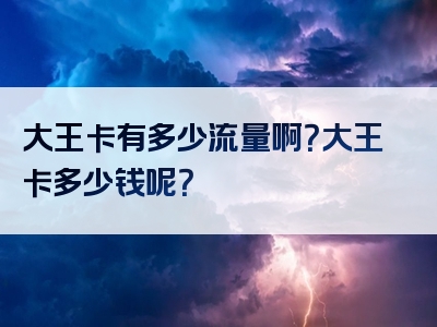 大王卡有多少流量啊？大王卡多少钱呢？