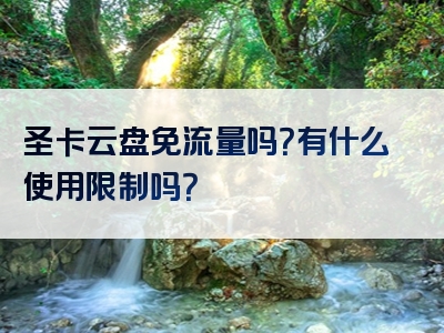 圣卡云盘免流量吗？有什么使用限制吗？